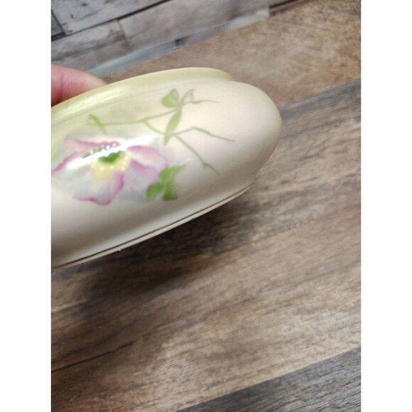 Vintage Nippon Hand Painted Porcelain Covered Jewelry Trinket Powder Box Cottage - Picture 7 of 11
